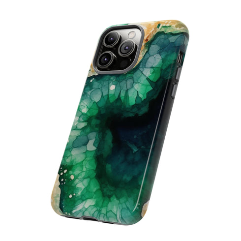 Green Geode in Watercolor - Impact Resistant Phone Case